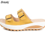 Women Sandals Wedges Sandals Ladies Open Toe Round Toe Buckle Black Yellow White Platform Sandals