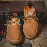 Spring Fashion Casual Men Shoes Luxury Real Leather Loafers British High Quality Sneakers Breathable Lace-Up