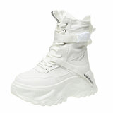 Black Chunky Platform Motorcycle Boots Women Fashion Thick Sole Vulcanize Shoes Woman Autumn Winter Ankle Botas Mujer