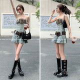 Combat Boots Zip Chuny Heel Buckle Vintage Fashion Casual Luxury Designer Western Mid Calf Boots Shoes