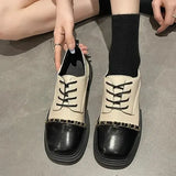 Shoes Ladies Oxfords Women's Clogs Platform Modis British Style Female Footwear Soft 2024 Leather Creepers Cute Cross