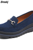 Autumn High Quality Women Shoes Light Comfort Flas Platform Shoes Metal Buckle Casual Mother Shoes Wedge Women