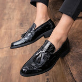 men dress shoes Luxury Italian Style Pointed Toe Formal Wedding party Casual Lace-Up Business genuine Leather Man Shoes