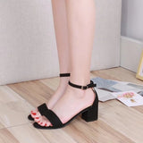 Women Sandals Suede Ankle Buckle High Heels Fashion Simplicity Roman Shoes for Women Mid Heel Comfort Pumps Open Toe
