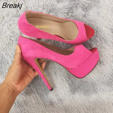 Womens Sexy High Heels Shoes Peep Toe Velvet Pumps Platform Lady Evening Party Red Wedding Black Office
