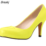 Leather High Heels Women Pumps Fashion Pointed Toe Office Lady Shoes Black Work Wedding Woman