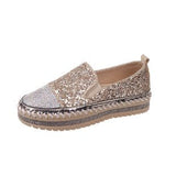 Size 2023 Spring And Autumn New Muffin Thick Sole Single Shoes Women's Fashion Water Diamond Dazzling Color Round Head Leisure
