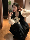 Elegant Evening Party Dress Woman Long Sleeve Vintage Velvet Dress Casual 2023 Autumn Design Slim Korean Fashion