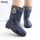 Boots Women Short Tube Rain Shoes Adult Water Boots Anti-skid Water Shoes Jelly Rubber Shoes Rain Boots