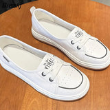 Genuine Leather Shoes Women Flats Spring Summer Soft Cow Leather Women Casual Shoes Brand Ladies White Shoes