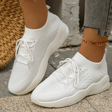 Breathable Knitted Sports Shoes for Women 2024 Spring New Plus Size Low Cut Flat Casual Shoes Woman Light