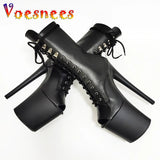 Sexy Fish Mouth Short Boots Waterproof Platform Steel Tube Dance Shoes Nightclub Model Show High Heels Women's Plus Size
