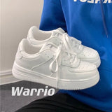 Breakj White Shoes 2025 Spring And Autumn New Thick-Soled Pure White Round Head Shoes Students Tied Casual
