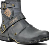 European and American New Round Toe European and American Retro Men's Leather Boots Men's Shoes Men's Boots Plus