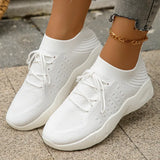 Spring White Knitted Sneakers Women Lightweight Non Slip Fitness Sports Shoes Woman Lace Up Breathable Mesh Flats Female