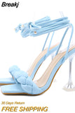 Women's Snake Print Leather High Heel Shoes Summer Sandals Woman Ankle Buckle Strap High Heels Pumps Sandal Shoe