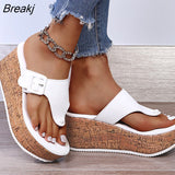Women Summer Flip Flops Shoes Female Wedge Platform Sandal 2023 Ladies 7.5cm Thick Bottom Casual Slippers Shoe Black Pink