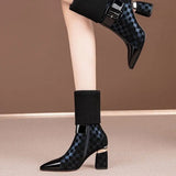 High Heels Ankle Chelsea Boots Women Sexy Pointed Toe Shoes Winter 2024 New Designer Party Chunky Zip Botas Pumps