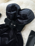 Sexy Black Strapless Velvet Dress Women Retro Style Sleeveless Backless Slim High Split Evening Party Dress with