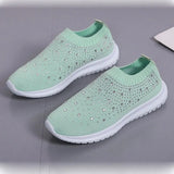 Fashion Crystal Platform Sneakers Women 2024 Plus Size Breathable Mesh Flats Woman Comfy Slip On Non-Slip Running