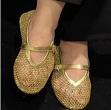 Breakj New Catwalk Shoes High Fixed Mesh Ins Niche Design Round Head Ballet Single Shoe