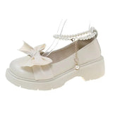 Women Thick Platform Mary Janes Lolita Shoes Party Pumps Summer 2023 New Sandals Bow Chain Mujer Shoes Fashion Oxford