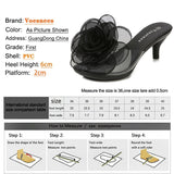 Three-Dimensional Flowers Slippers Summer Transparent Sandals Beach Shoes Thin High Heels Walk Show Crystal Party Women