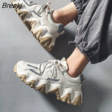 Seasons Men's Trendy Shoes Fashion New Platform Trend Retro Reflective Sneakers Thick-soled Casual Male Vulcanized