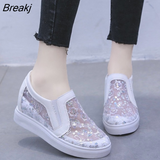Comfortable Women's Loafers Lace Slip on Walking Shoes White Sneakers Casual Footwear Ballet Flats Platform Breathable