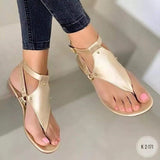Breakj Toe Sandals Women 2025 Leisure Flat-Bottomed Toes With A Word Buckle Beach