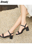 Summer Narrow Band Women Sandal Fashion Square Low Heel Ladies Elegant Dress Sandal Shoes Outdoor Casual