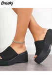 Heeled Women's Slippers 2023 European Style Comfy Walking Beach Sandal Summer Outside Simply Lady Slippers Plus Size