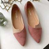 Leather Shoes Splice Color Shoe Ballerina Slip On Shoes Women Flats 2023 Fashion Pointed Toe Ballet Footwear buty