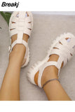 Sandals Women Summer Sponge Cake Bottom Roman Heightening Women Sandals Fashion Outer Wear Women Shoes Leather