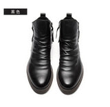 Men's PU Leather Chelsea Boots Fashion High-top Tassel Zip Shoes Spring Autumn Ankle Boots for Men Comfort Plus Size