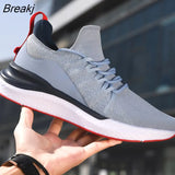 Men's Sneakers Outdoor Sports Comfortable Breathable Fishbone System Upper 4D Fly Knitting Non-slip Men Running Jogging