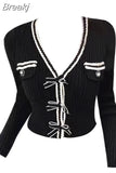Knitted Pullover Office Lady 2023 Autumn Casual Long Sleeve Y2k Clothing V-neck Korean Style Fashion Slim Blouse
