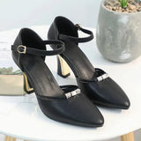 Women Fashion High Quality White Pointed Toe Buckle Strap Pu Leather Stiletto Ladies Casual Pink Comfort High Heel Shoes