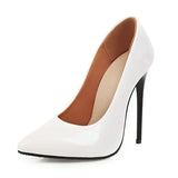 Women's Pumps Classic Sexy Thin High Heels 12cm Patent Leather Stiletto Pointed Toe Party Elegant Office Shoes Big Size