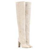 Women Over The Knee Boots Faux Suede High Slouchy Women Boots Pointed Toe Chunky Heel Slouch High Boots Ladies