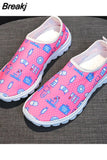Flat Shoes Women Print Breathable Sneakers Slip-on Light Non-slip Flats Ladies Soft Bottom Loafer Casual Sports