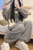 Hooded Onesies Women Kigurumi Pajamas Cute Pijama Winter Warm Sleepwear Kawaii Female Nightwear Pyjamas Gray