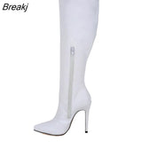2023 Winter Over The Knee Women Boots Leather Sexy High Heels Slip on Shoes Pointed Toe Woman Long Size