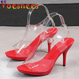 For Women 2023 Summer New Fashion Design Transparent Thin Heel Party Shoes 9.5cm High Heels Ladies Open Toe