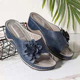 Flower Platform Wedges Heels Slippers Women Hollow Out Thick Sole Sandals Woman Summer 2023 Plus Size Casual Shoes