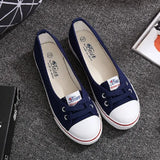 Women Casual Flats Lace up Shallow Shoes Autumn 2023 Fashion Comfortable Female Canvas Loafers Vulcanized Shoes Ladies