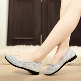 Spring Summer New Women Flats Comfortable Slip on Flat Shoes Sequined Woman Boat Shoes Black Ladies Ballet