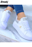 Women Casual Shoes Fashion Butterfly Decor Round Head Sneakers Leather Lace-Up Platform Ladies Vulcanize Shoes Female