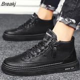 Men's Boots Hight Top Casual Shoes Platform Boots Leather Sneakers Winter Plus Velvet Boots 2022 Trend Men