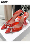 Bowknot Women Pumps Clear Heels For Women Transparent Shoes Summer PVC Slingback High Heel Sandals Ladies Jelly